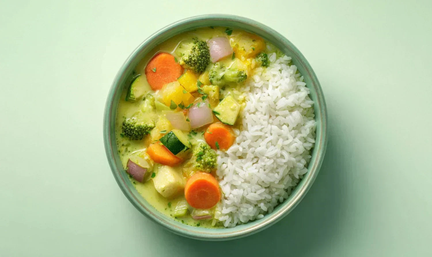 Image de la recette de curry de légumes au lait de coco avec le curry vert en poudre Flaavup®