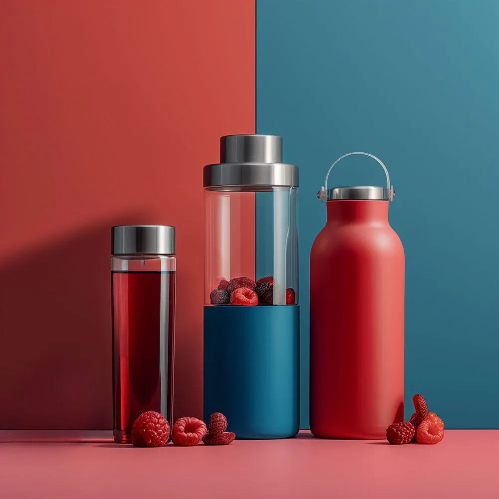 Ambiance thermos avec des fruits des bois infusés et des fruits rouges à côté