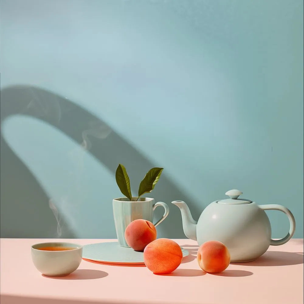 Image d'un thé aux fruits dans une tasse avec des abricots