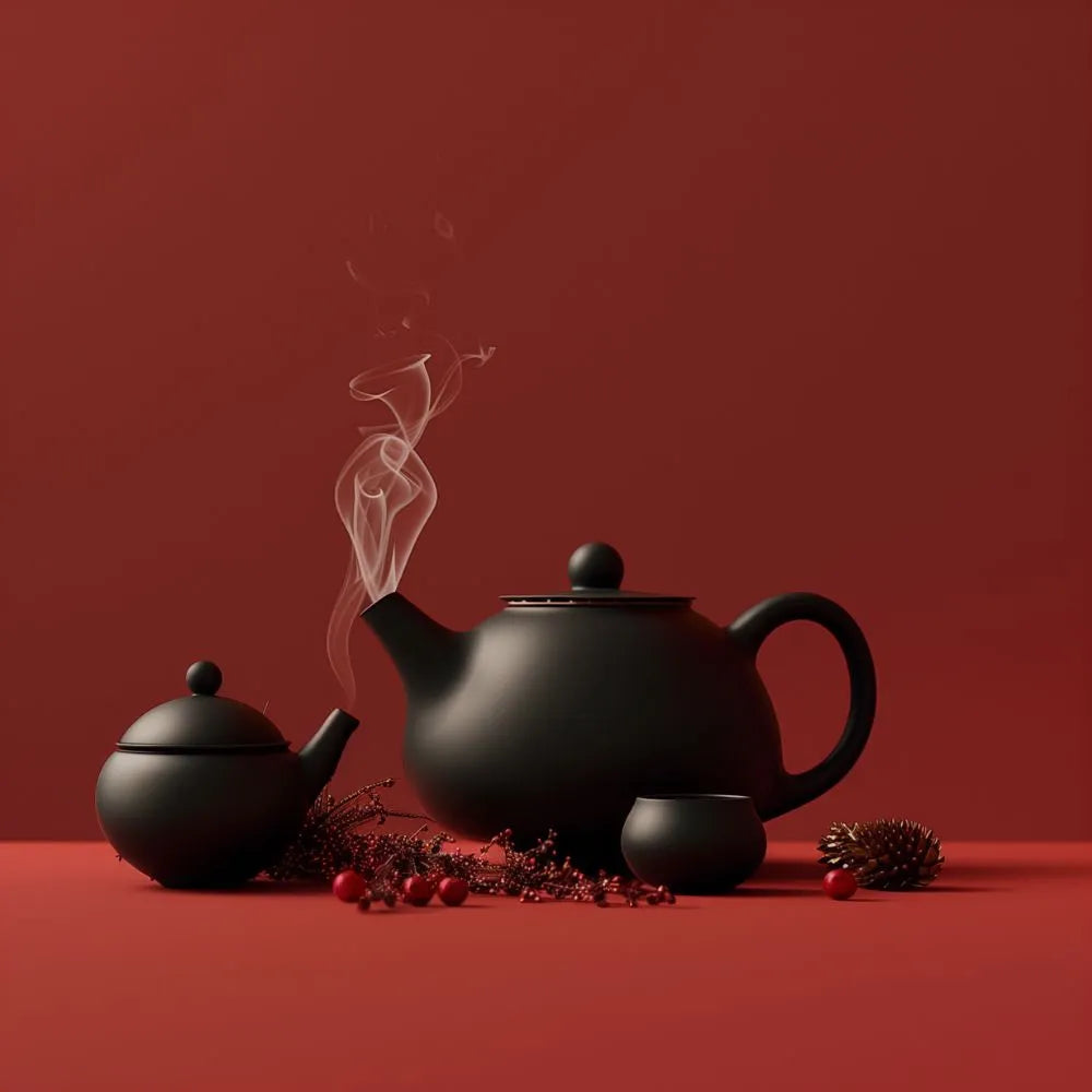 Ambiance théière remplie de thé de Noël