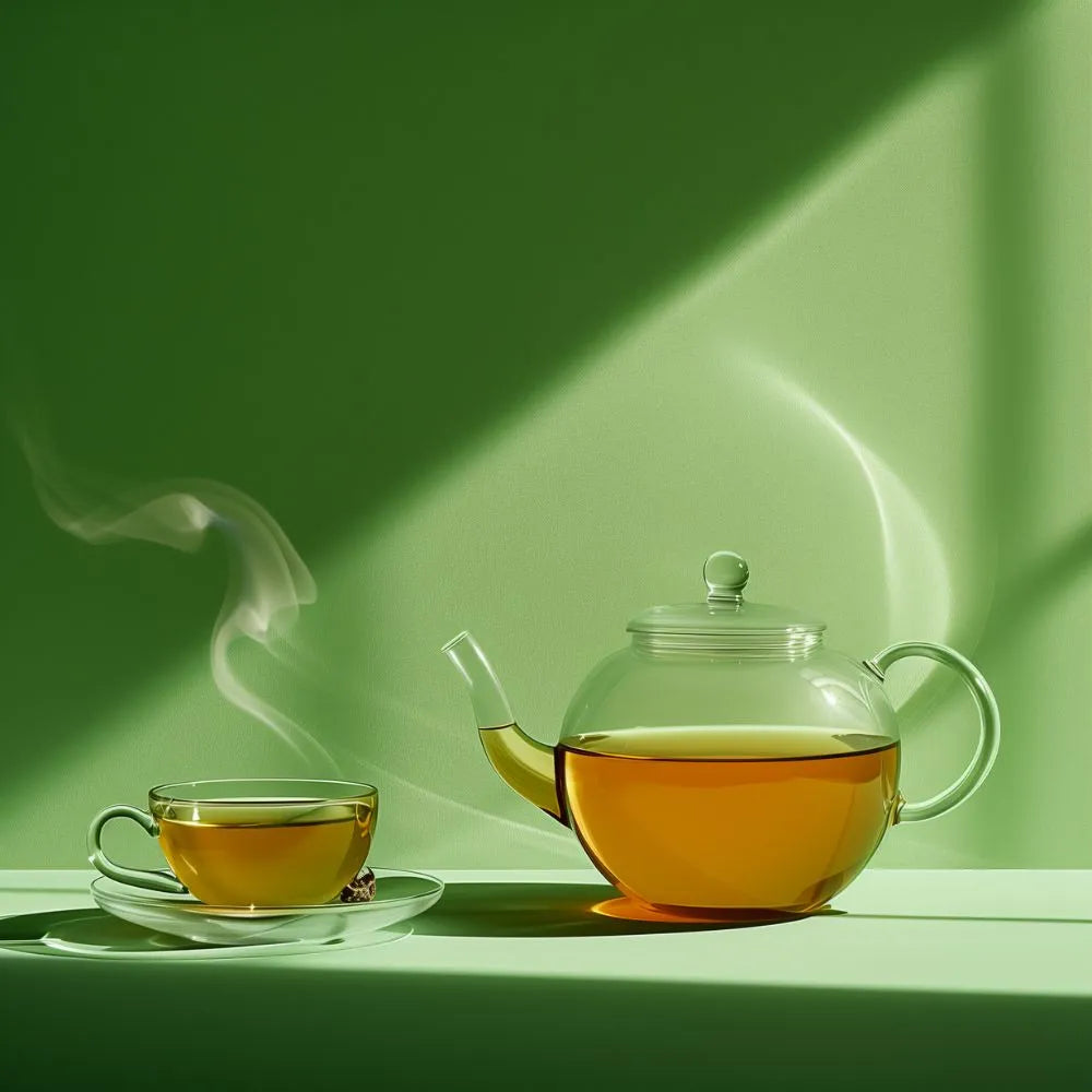 Ambiance théière remplie de tisane après-repas