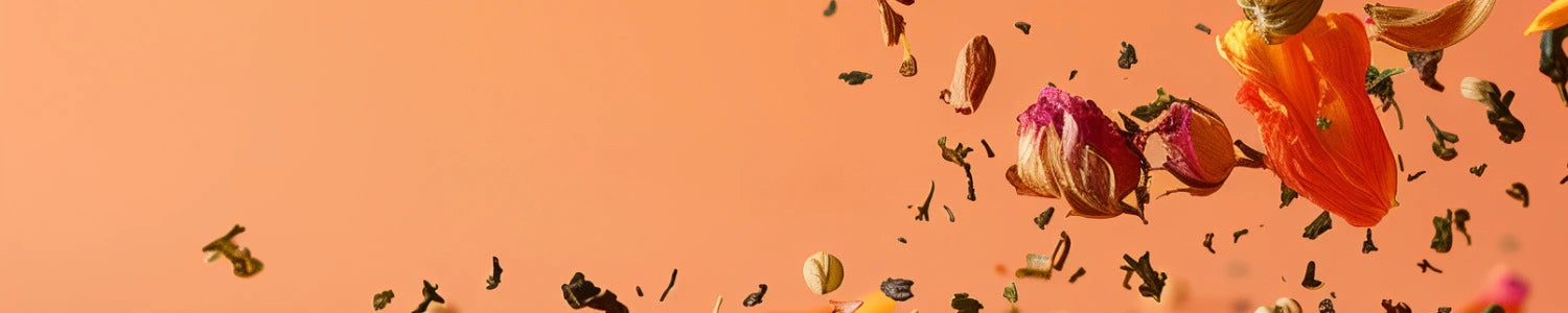 Image de couverture montrant des fleurs séchées et de la tisane en lévitation pour faire des infusion