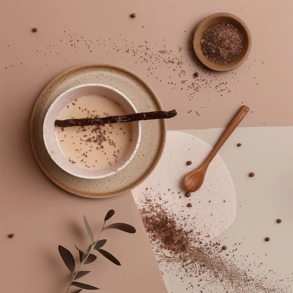 Infusion dans un bol aromatisée avec un bâton de réglisse