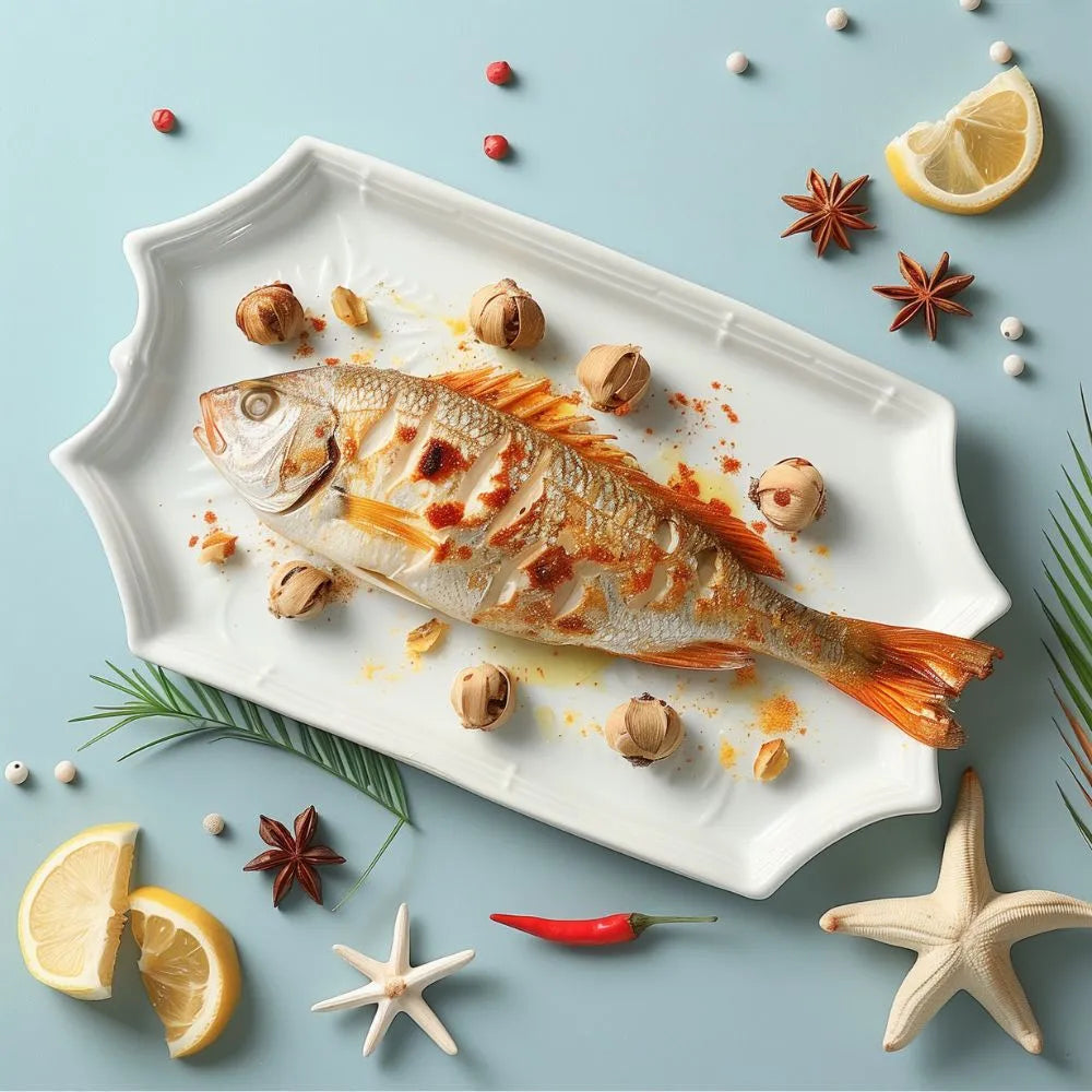 Plat de poisson cuit avec le mélange d'épices poisson