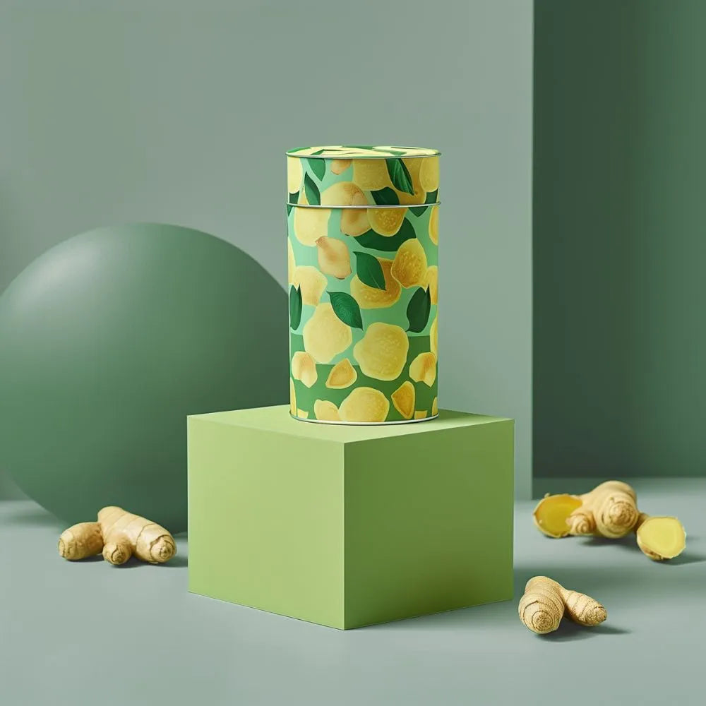 Pot d'épices rempli de gingembre moulu avec des racines de gingembre autour