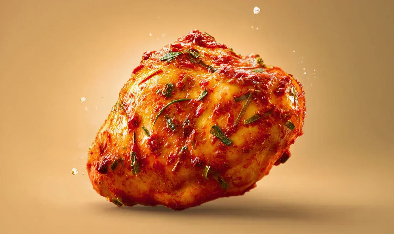 Morceau de poulet recouvert de la marinade au paprika pour barbecue Flaavup®